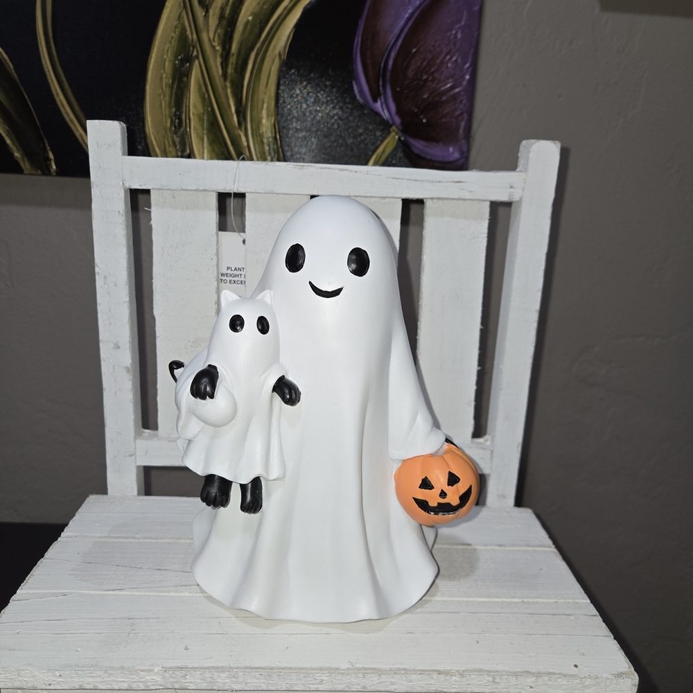 Smiling Ghost Holding Ghost Cat